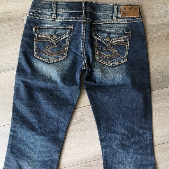NEW! SILVER JEANS Womens Mckenzie Dark Wash Flap Embroidered Straight Leg Jeans - Picture 14 of 16